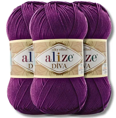 Image de Alize 3 x 100 g de laine Diva, unie, crochet, tricot (297)