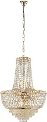 Immagine prodotto di Wagner Lampadario in ferro e ottone dorato con strass 8 luci 133 Ø52 BL266-8-OR