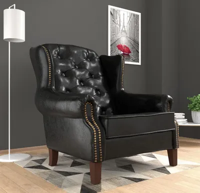 Productafbeelding van Oorresteun fauteuil, tv-fauteuil, design, gestoffeerde bank, sofa, Chesterfield, lederen, éénpersoons