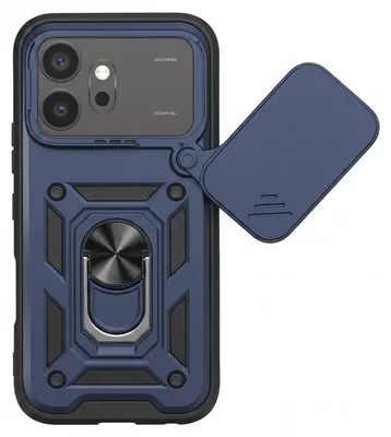 Immagine prodotto di Mayaxess, custodia antiurto per Honor 600 con copertura girevole per la fotocamera e anello di supporto, blu notte