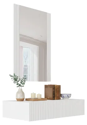 Produktbild von Premolo - Flurmöbel, 80x42x97h cm Weiß, Mit Spiegel