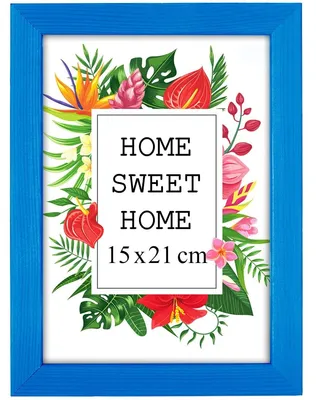 Produktbild von MG Design Blau Bilderrahmen 15 x 21 cm - Aus echtem Holz mit Acrylglas, zum Aufhängen & Aufstellen, für Fotos, Poster & Puzzle
