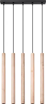 Image de Lampe suspendue PASTELO 5L bois 5xG9 8W acier/bois 100x5x45cm Sollux Lighting