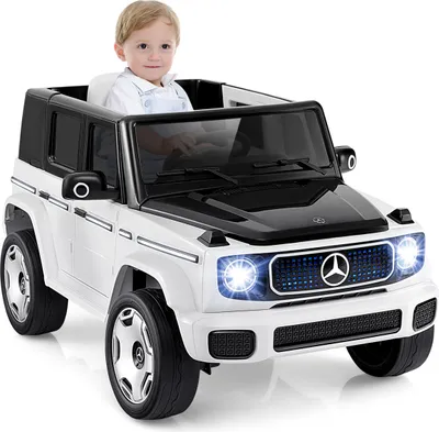 Produktbild von DREAMADE Elektrisches Auto für Kinder mit 2,4G Fernbedienung, 12V batteriebetriebenes Kidnerauto mit sanftem Start, Lichter/Musik/USB, Weiß