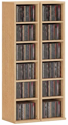 Produktbild von Set mit 2 verstellbaren 6-stufigen CD-Regalen fš¹r 204 CDs, Holz, 21 x 22,5 x 88,5 cm, Holzfarbe