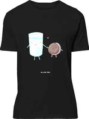Produktbild von Mr. & Mrs. Panda Größe L T-Shirt Milch Keks - Schwarz - Geschenk, Cookie, Milk, Kekse, Kaffee, Shirt, Romantisch, mit Spruch, Tshirt, Lustige Sprüche