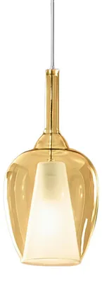 Imagen del producto de Ofelia: Lámpara colgante de vidrio de borosilicato transparente y color ámbar, con casquillo E27 y cable de 3 metros para uso en interiores. – Gealuce