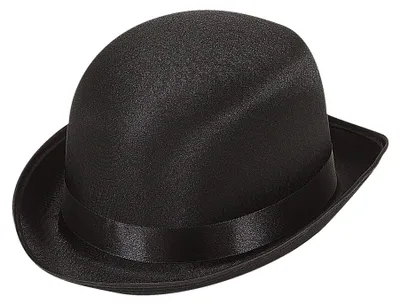Melonen-Bowlerhut aus Satin, schwarz, für Erwachsene