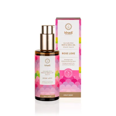Produktbild von Khadi ROSE LOVE, Öl, Nährend, Glanz, Glättend, 100 ml, Flasche, Box
