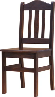 A wooden chair on a white background.