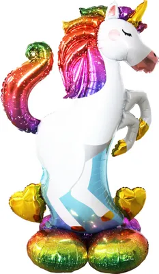 Immagine prodotto di Pallone in foil in piedi, unicorno arcobaleno, 129 x 96 cm