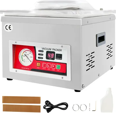 Produktbild von SucceBuy Kammer-Vakuum-Versiegelungsgerät, 260W Versiegelungsleistung, Vakuum-Verpackungsmaschine für feuchte Lebensmittel, Fleisch, Marinaden, kompakte Größe, 10,2" Versiegelungslänge
