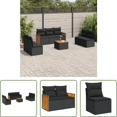 Produktbild von The Living Store 8-tlg. Garten-Sofagarnitur mit Kissen Schwarz Poly Rattan