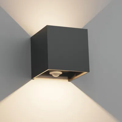 12W LED-Außenwandleuchte mit Bewegungsmelder, IP65, 4000K, schwarz