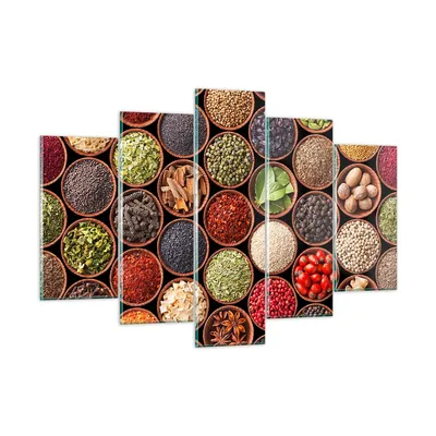 Produktbild von Bilder auf glas - Gewürz Küche - 150x100cm - Glasbilder - Wandbilder - Kunstdruck - zum Aufhängen bereit - Wanddekoration aus Glas - Glas Bilder - Wandbild auf Glas - 5 Teile - GEA150x100-3600