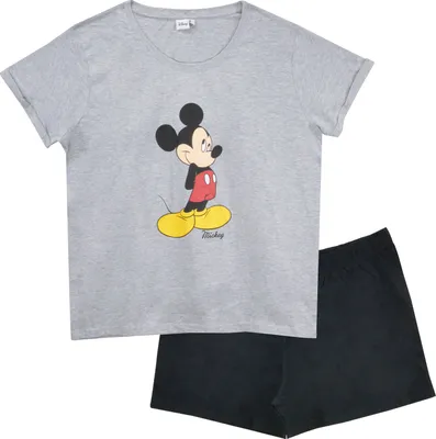 Obrázek produktu pro Disney Mickey Mouse dámské pyžamo s krátkým rukávem a kalhotami šedé černé L