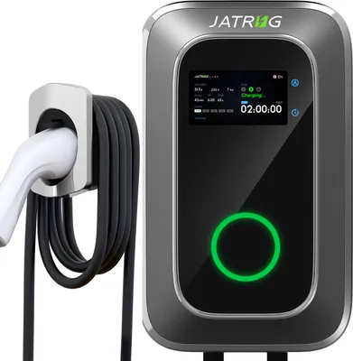 Image de Station de recharge murale JATRHG S1 IP66 pour véhicules électriques, 7 kW / 32 A, monophasée, avec câble de recharge de type 2 de 8 m