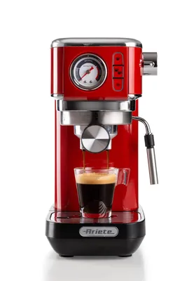 Produktbild von Ariete 1381 Espressomaschine aus Metall mit rotem Druckmesser