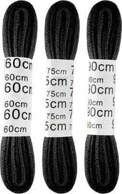 Image de Lacets standard "3 paires" - Noir 60cm/75cm/90cm - Plat
