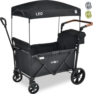 Image de FableKids Bollerwagen Leo X2Lite Onyx noir | 2 places, pliable & toit