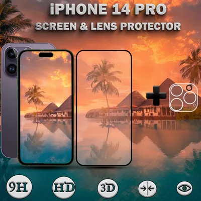 Produktbild von 1-Pack iPhone 14 Pro Displayschutzfolie & 1-Pack Kameraschutz - Gehärtetes Glas 9H - Super Qualität 3D