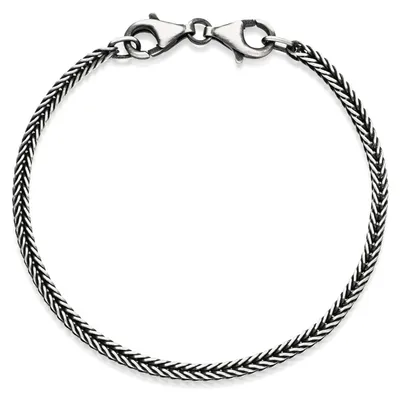 Image de Bracelet MATERIA Beads en argent 925 oxydé effet vieilli pour breloques, avec fermoir mousqueton, 17-22 mm, dans un coffret cadeau SA-17