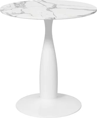 Produktbild von Runder Esstisch, weiße MDF-Platte, Stahlgestell, Ø70 cm