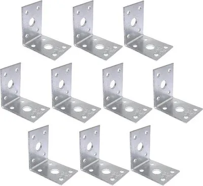 Produktbild von Famanu Montageplatten 50x50x35x2,5mm - Set von 10, verzinkt mit Metallbefestigung