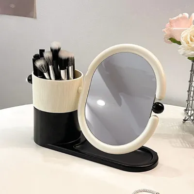 Produktbild von Doppelseitiger Make-up Spiegel mit Aufbewahrungsbox - Schwarz und Weiß