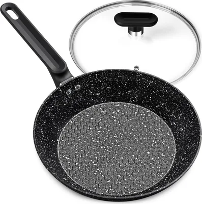 Image de Poêle à frire antiadhésive avec couvercle 26cm induction Poêle en granit