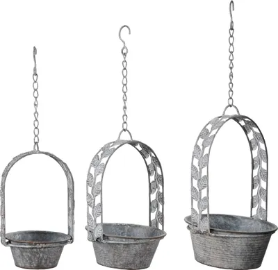 Produktbild von Pflanzgefäß Ampel Metall Schale zum Hängen 3erSet Ø14+18+20cm