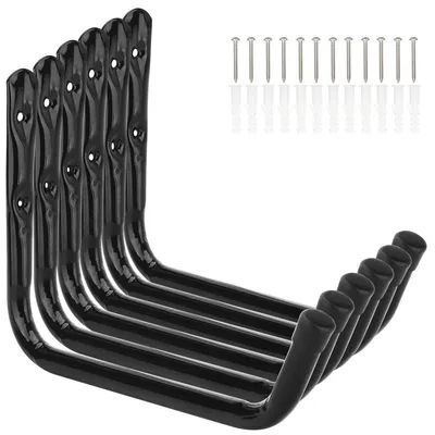 Productafbeelding van 6 stuks wandhaken, universele haken, haken voor ladders, 28 cm. Wandhaken, garagehaken, wandbevestiging voor garage. Kledinghaken en organizer voor ladders, gereedschap, stoelen en slangen