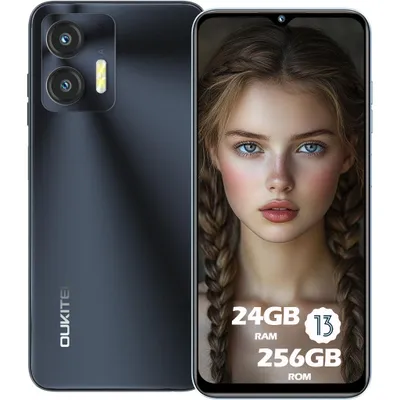 Produktbild von OUKITEL C35 Smartphone Handy ohne Vertrag 24GB+256GB/1TB 6.56" 5150mAh 50MP+8MP Kamera, Android 13 Handy 4G Dual-SIM Face ID/Fingerprint/GPS, Schwarz