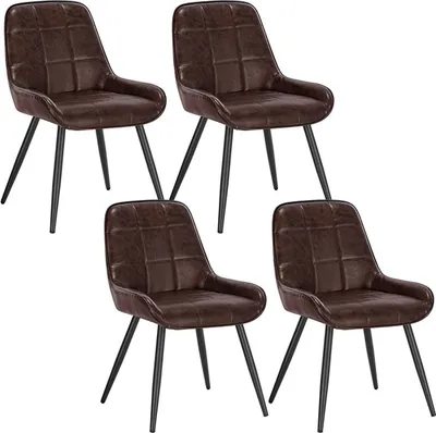 Produktbild von WOLTU 4er-Set Esszimmerstühle Polsterstuhl Kunstleder Akzentstuhl mit Rückenlehne, Dunkelbraun