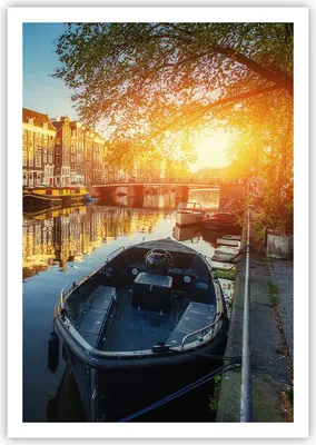 Produktbild von Poster - Poster ohne Rahmen - Kanal Boot Amsterdam Wasser - 70x100 cm - Wand Bild - Wanddeko - Wandbilder - Kunstposter - Wandposter - Bilder - Kunstdruck - Wandbild - P2XPA70x100-2857