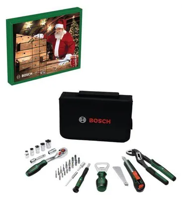 Produktbild von Adventskalender 2026 von Bosch mit 43 Werkzeugteilen, inklusive einer verschließbaren Tasche