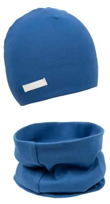 Produktbild von Mädchen Mützen Schal Set Kinder Beanie Herbst Winter Baumwolle 2er 44-48 Blau