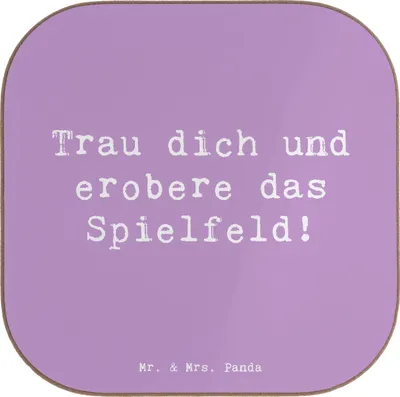 Produktbild von Mr. & Mrs. Panda Tischuntersetzer Spruch Neue Sportart Mut - Lavendeltraum - Geschenk, Vertrauem, Zuversicht, Trau dich, Selbstvertrauen, gläseruntersetzer, Tischschoner
