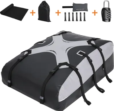 Image de Coffre de toit pour voiture de 580 L, coffre de toit étanche amélioré pour voitures sans barres de toit, avec tapis antidérapant, serrure de sécurité et 6 crochets de fixation