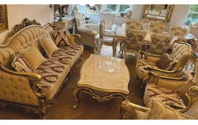 Produktbild von Casa Padrino Luxus Barock Wohnzimmer Set Beige / Braun / Gold - Barockstil Möbel