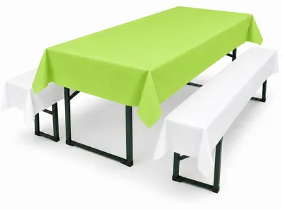 Produktbild von Sensalux abwaschbare Tischdecke, 1m x 2,5m, Apfelgrün, inkl. 2 weiße Bankauflagen