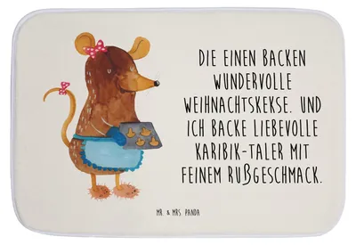 Produktbild von Mr. & Mrs. Panda Badezimmerteppich Maus Kekse - Weiß - Geschenk, Badezimmer Matte, Weihnachten, Weihnachtsbäckerei, Badteppich, Weihnachtskekse, Badematte, Badvorleger