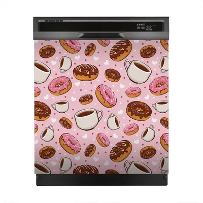 Produktbild von Aufkleber sticker 60x60 cm Dekorative folie Spülmaschine - Süßer Donut und Kaffee