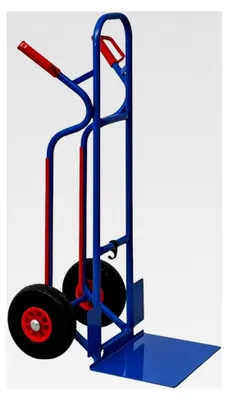 Produktbild von Sackkarre Ragnar mit klappbarer XXL-Schaufel | HxBxT 117x62,5x62 cm | Tragkraft 250 kg | Pannensichere Räder | Stahl | Blau | Transportkarre klappbar