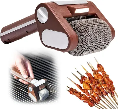 Obrázek produktu pro Elektrický kartáč na gril – bezdrátový čistič na gril – čištění grilu – ocelová hlava – 24,7 cm – černý