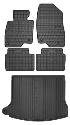 Produktbild von Gummimatten + Kofferraumwanne für Mazda 3 III (BM) 2013-2018 (Schrägheck, unterer Ladeboden) – Schwarz, passgenau – Wielganizator SolidPRO
