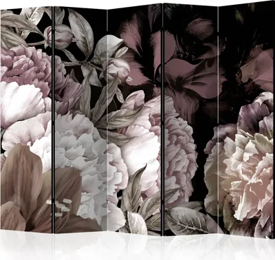 Produktbild von Akusticher Raumteiler Blumen Foto Paravent 225x172 cm beidseitig auf Vlies-Leinwand bedruckt Akustikschaum Trennwand Spanische Wand Sichtschutz Home Office Natur schwarz tropisch b-A-0517-z-c