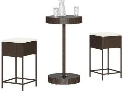 Produktbild von Möbel 3-tlg. Gartenbar-Set mit Kissen Braun Poly Rattan - Gartenmöbelgarnituren 3261440