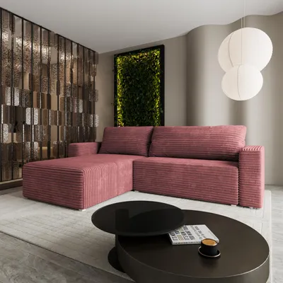 Produktbild von Masseno Ecksofa CALTI T mit Schlaffunktion L-Form, Sofa mit Bettkasten, Wohnzimmersofa, Couch, Soffa, Bettsofa, Couchgarnitur- Rosa, TILIA 62