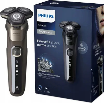 Obrázok produktu pre Philips SHAVER Series 5000 S5589/30, Rotačný holiaci strojček, Hnedá, SteelPrecision blades, LED, SH71, 2 rok / roky